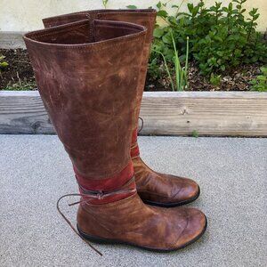 Clarks Brown and Red Ankle Boots